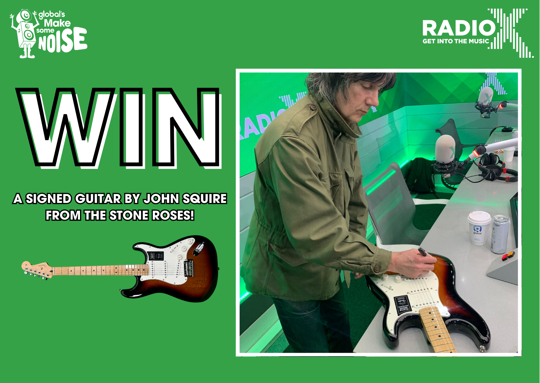 John Squire Signed Guitar on Radio X, September – October 2024 ...