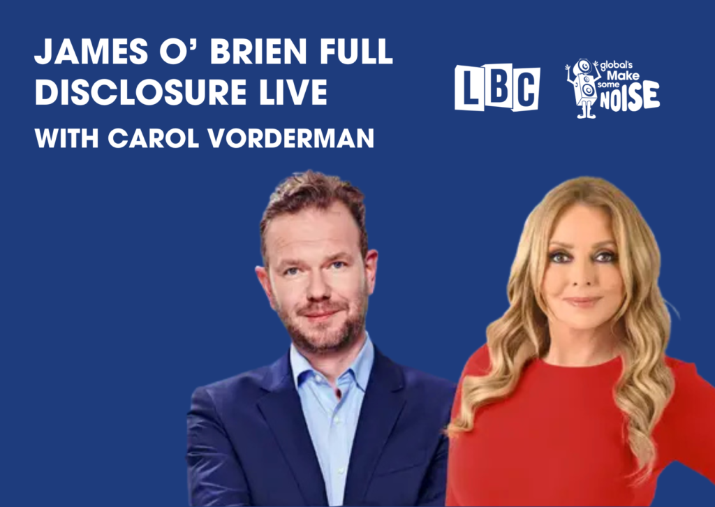 Full Disclosure live on stage with James O'Brien and Carol Vorderman